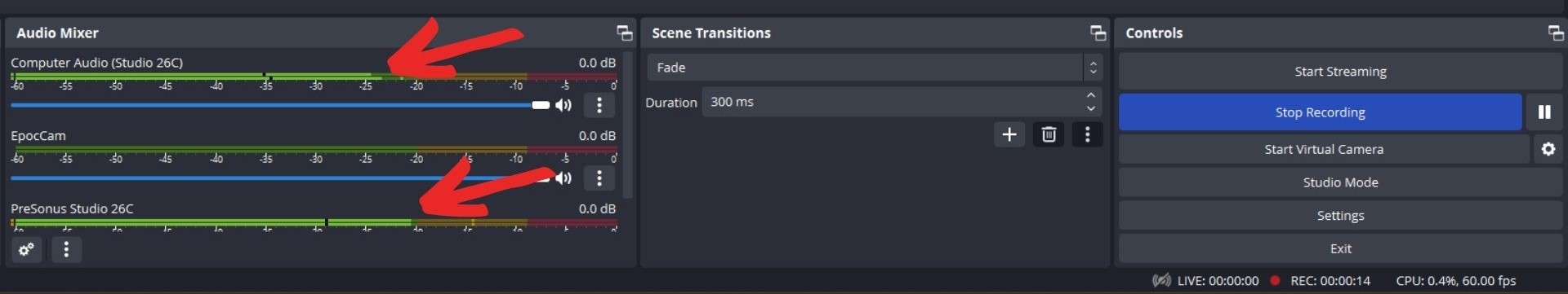 Ensuring volumes of microphone and computer audio