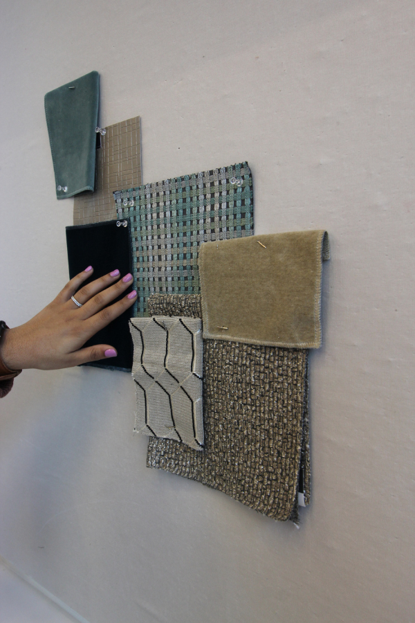 an interior designer arranging swatches