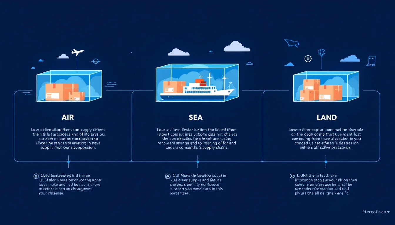 Different types of shipping methods displayed with packages.