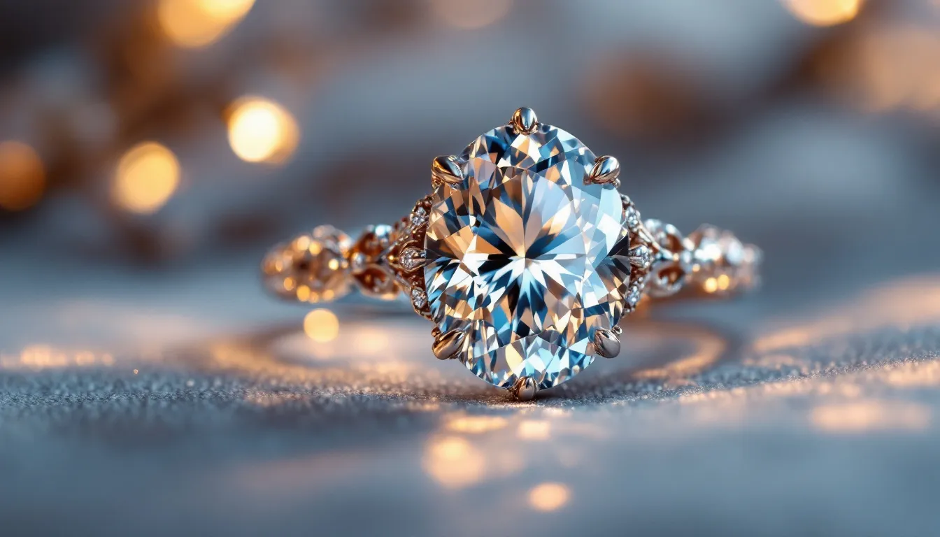 An elegant oval moissanite engagement ring showcasing its unique charm.