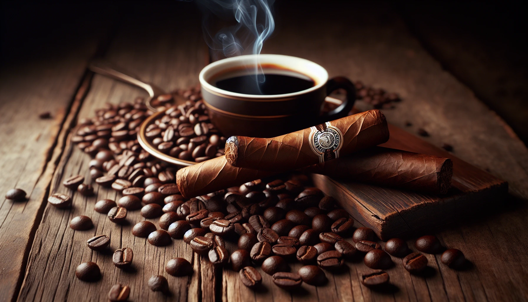 Coffee beans and a cigar