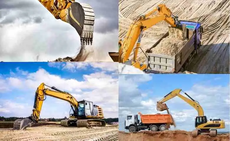 construction machines for construction projects such as dump truck on  construction site