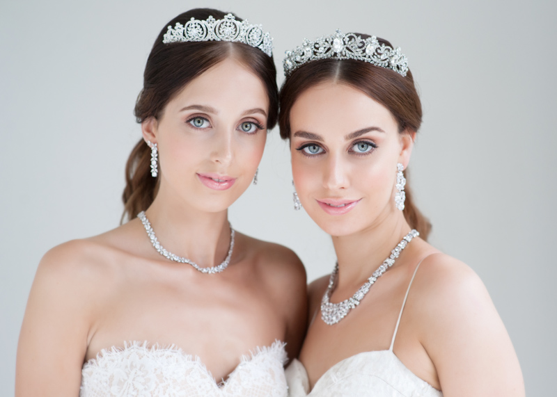 A bride wearing a unique statement piece of bridal jewellery to complete her look