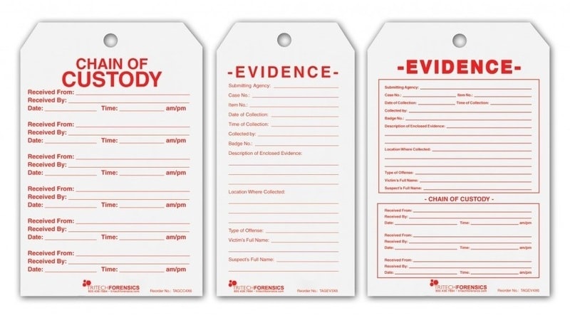 Chain of custody documentations