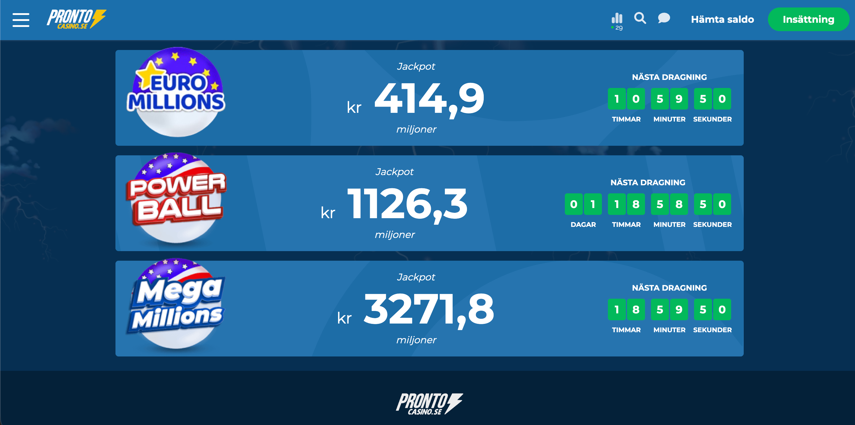 Pronto casino lotteri