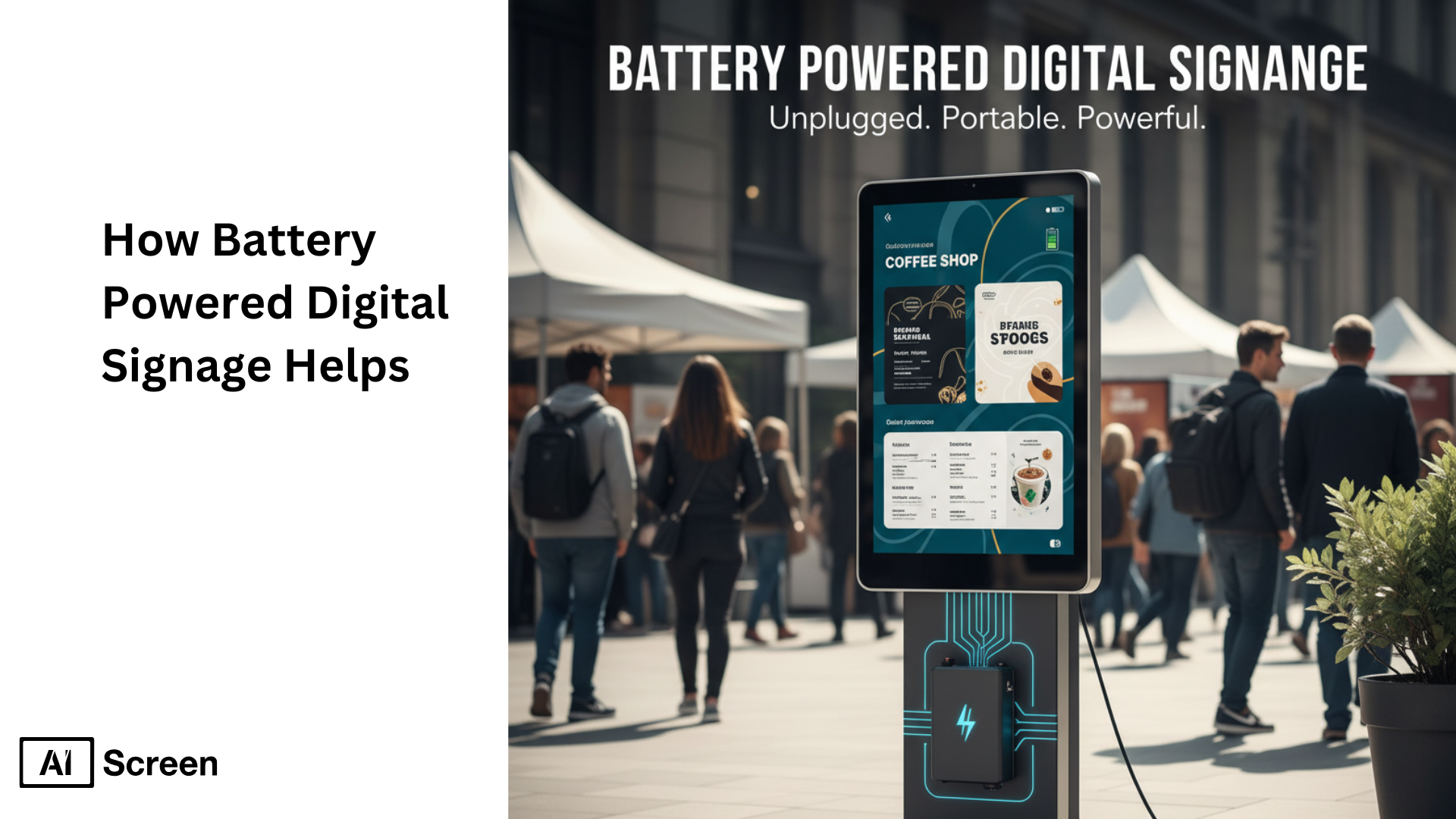 Portable battery-powered digital signage display