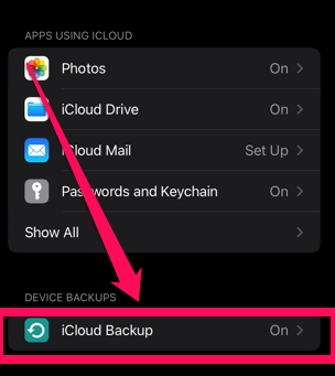 Image showing how to enable iCloud Backup