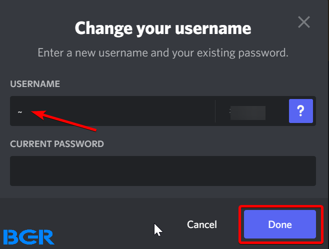 Type in the special character ~ to have an invisible Discord name