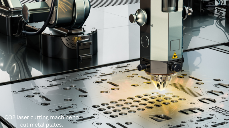 CO2 laser cutting machine to cut metal plates.