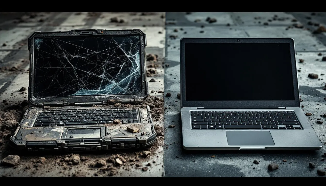 Comparison of rugged vs consumer laptops highlighting their differences.