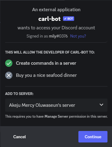 Closeup image describing how to add Carl Bot to your Discord server