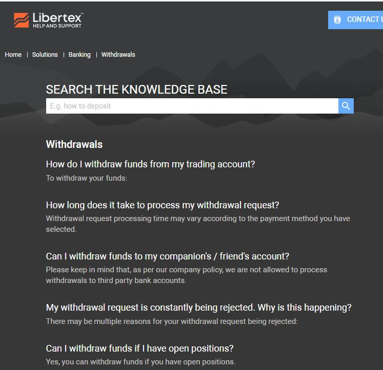 Libertex Knowledge Base on Deposit and Withdrawal 