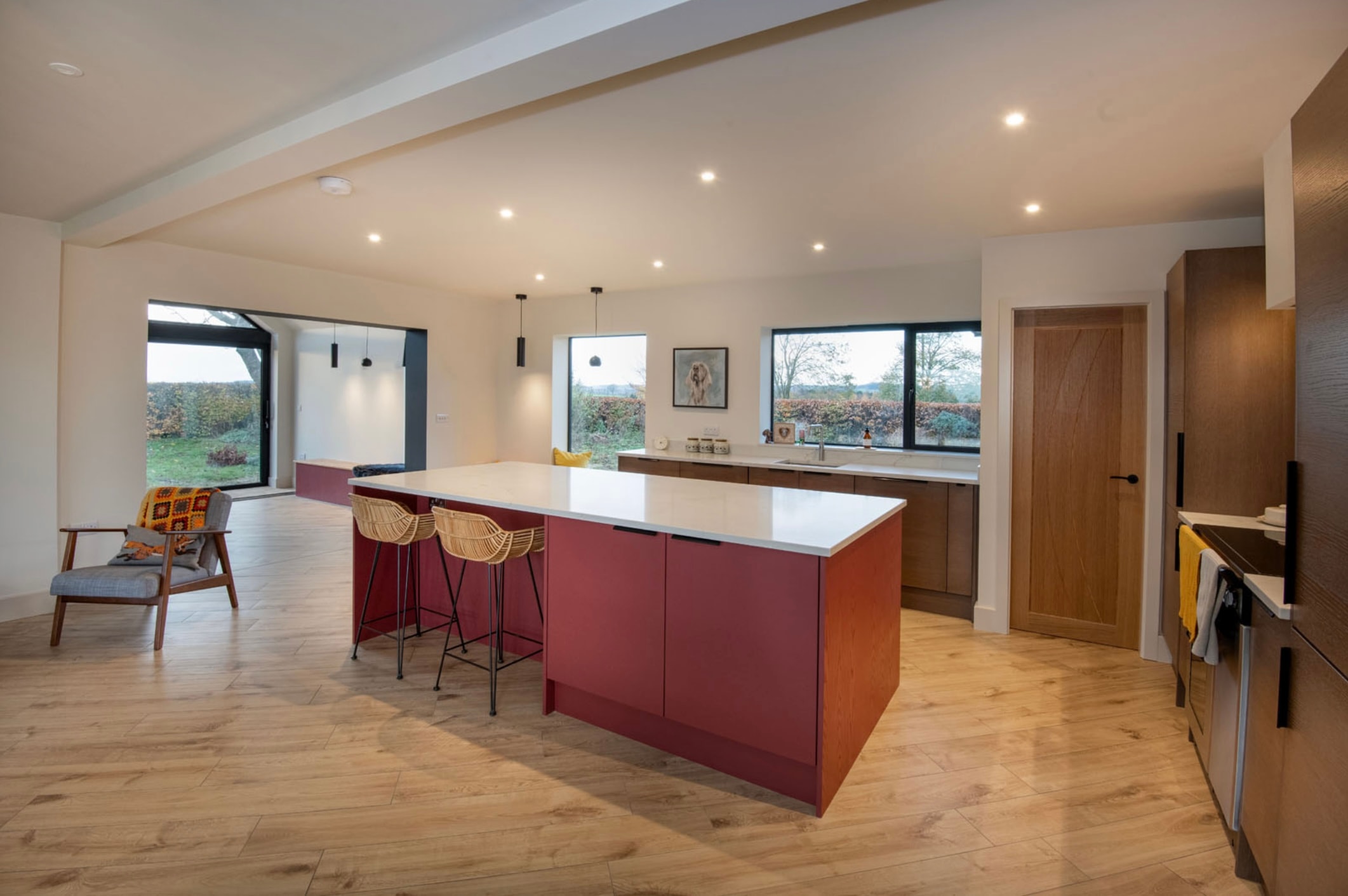 modern veneered oak design painted in Antique Red