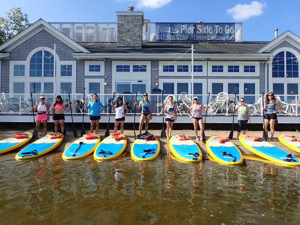 sup yoga boards on Bangs Lake