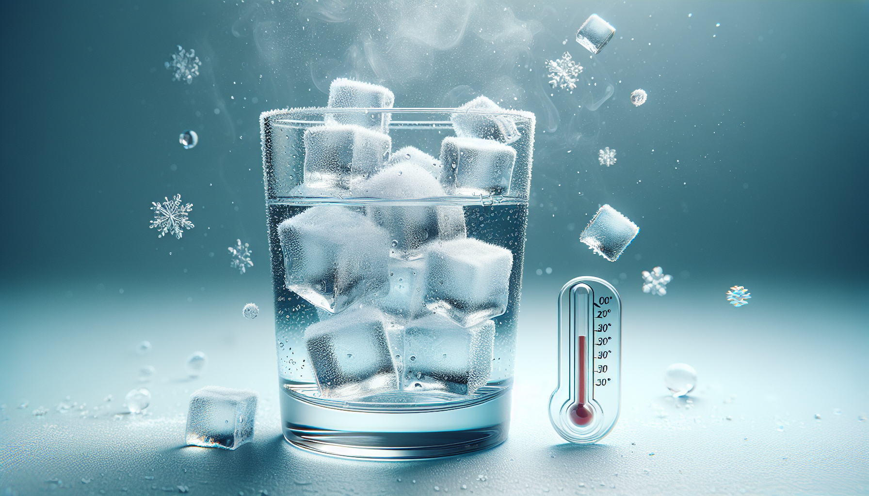 Illustration of ice cubes in a glass of water
