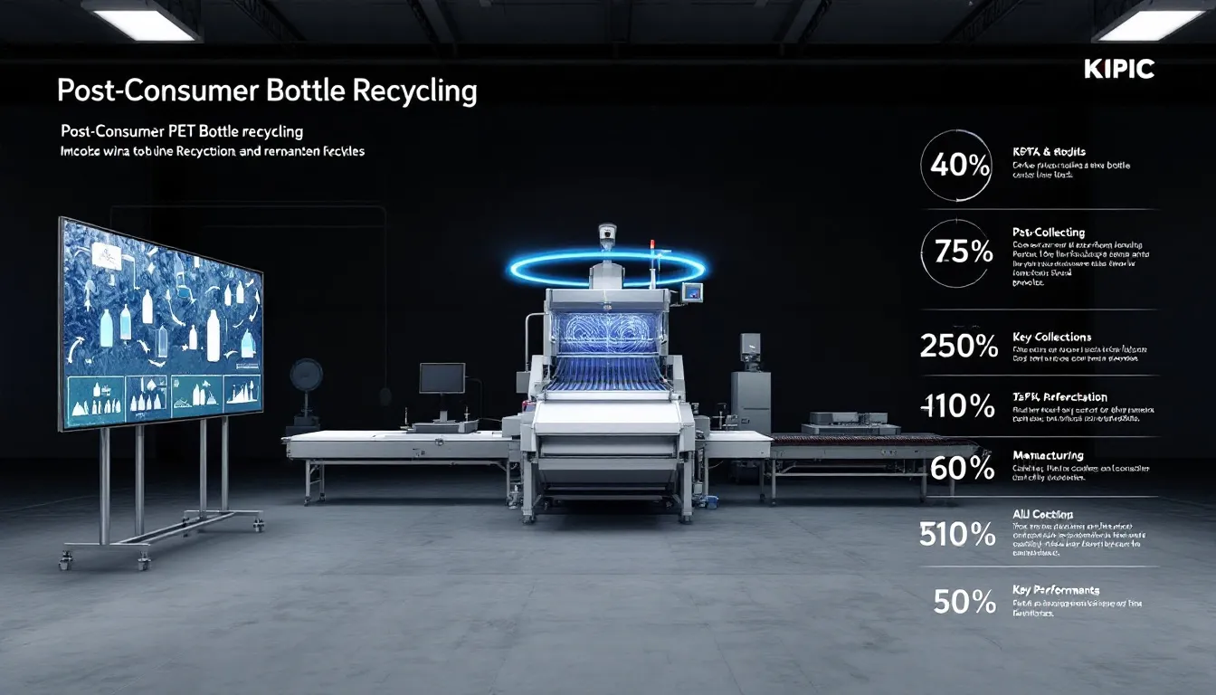 Sorting post-consumer PET bottles in a recycling facility.