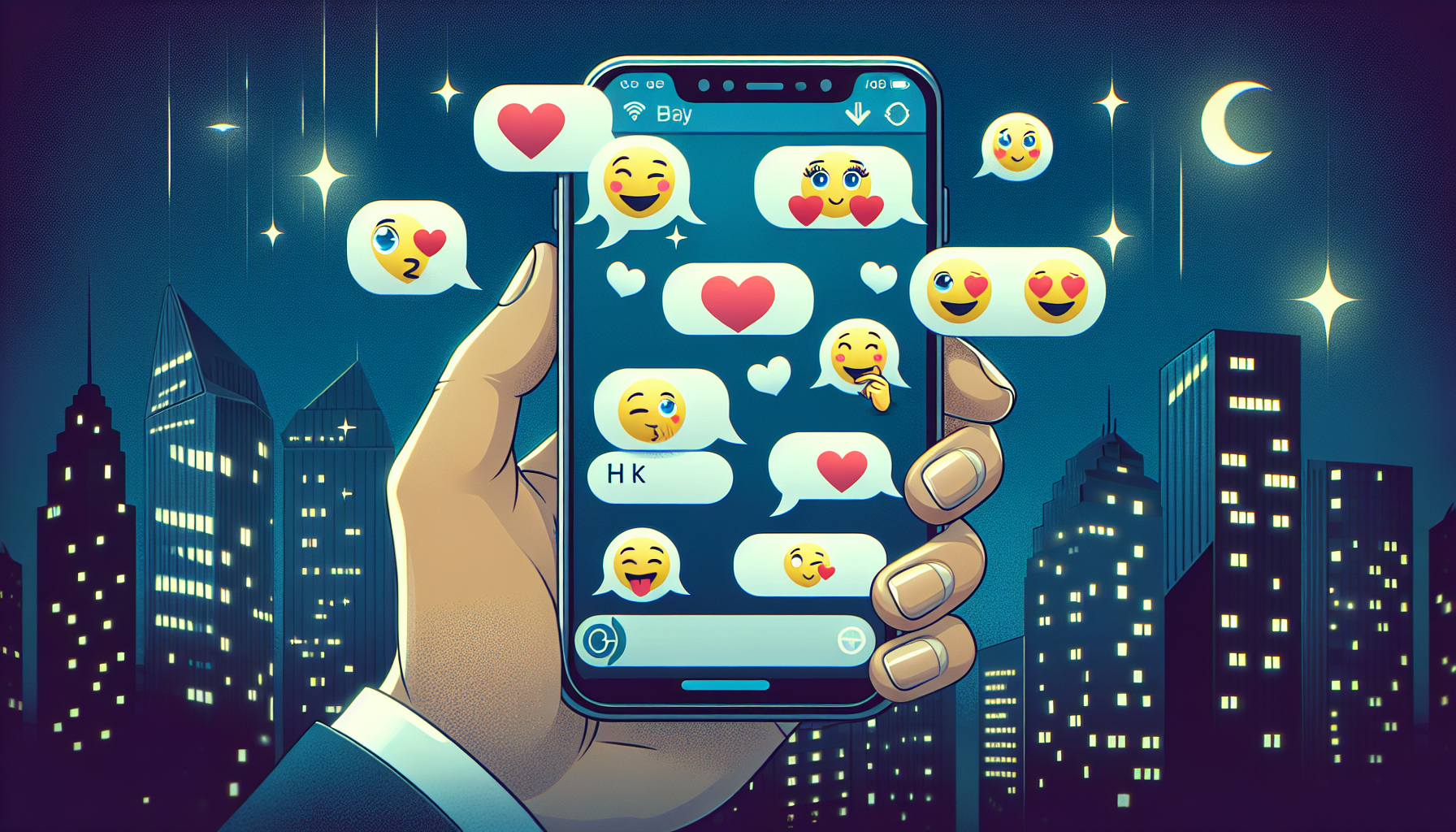 Illustration von SMS-Flirt und Sexting auf einem Smartphone