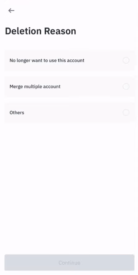 Binance account deletion reasons