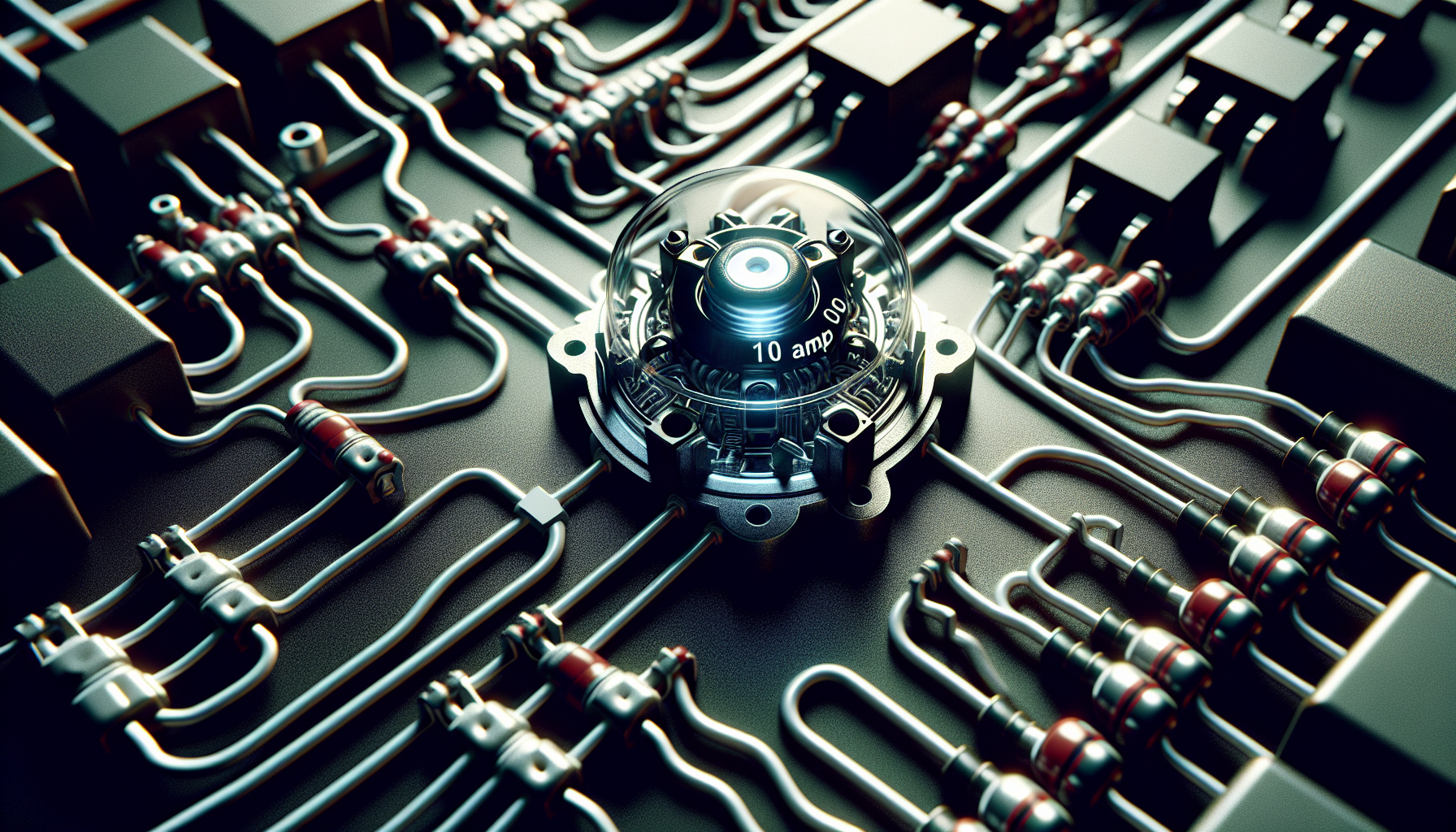 Automotive lighting circuit with 10 Amp diode preventing backfeed