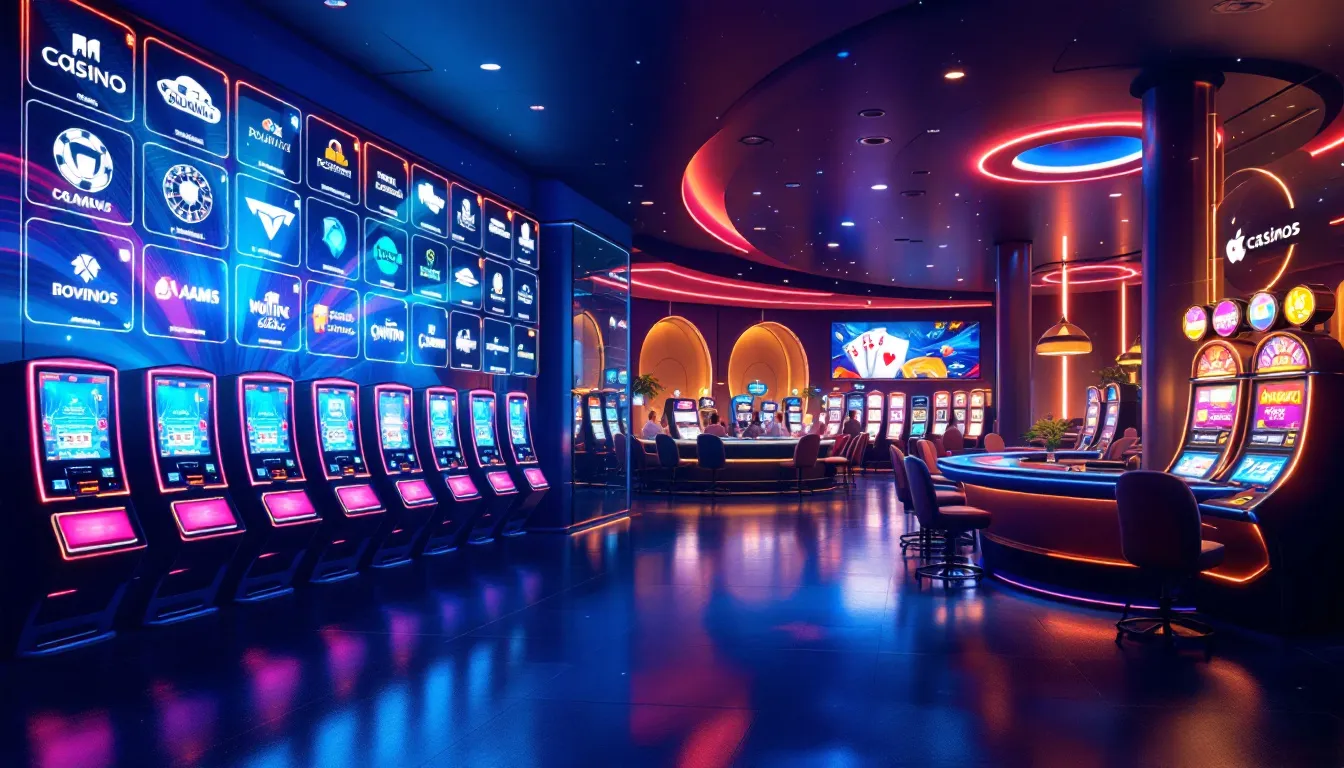 Panorama di un casinò online non AAMS con giochi e slot machine.