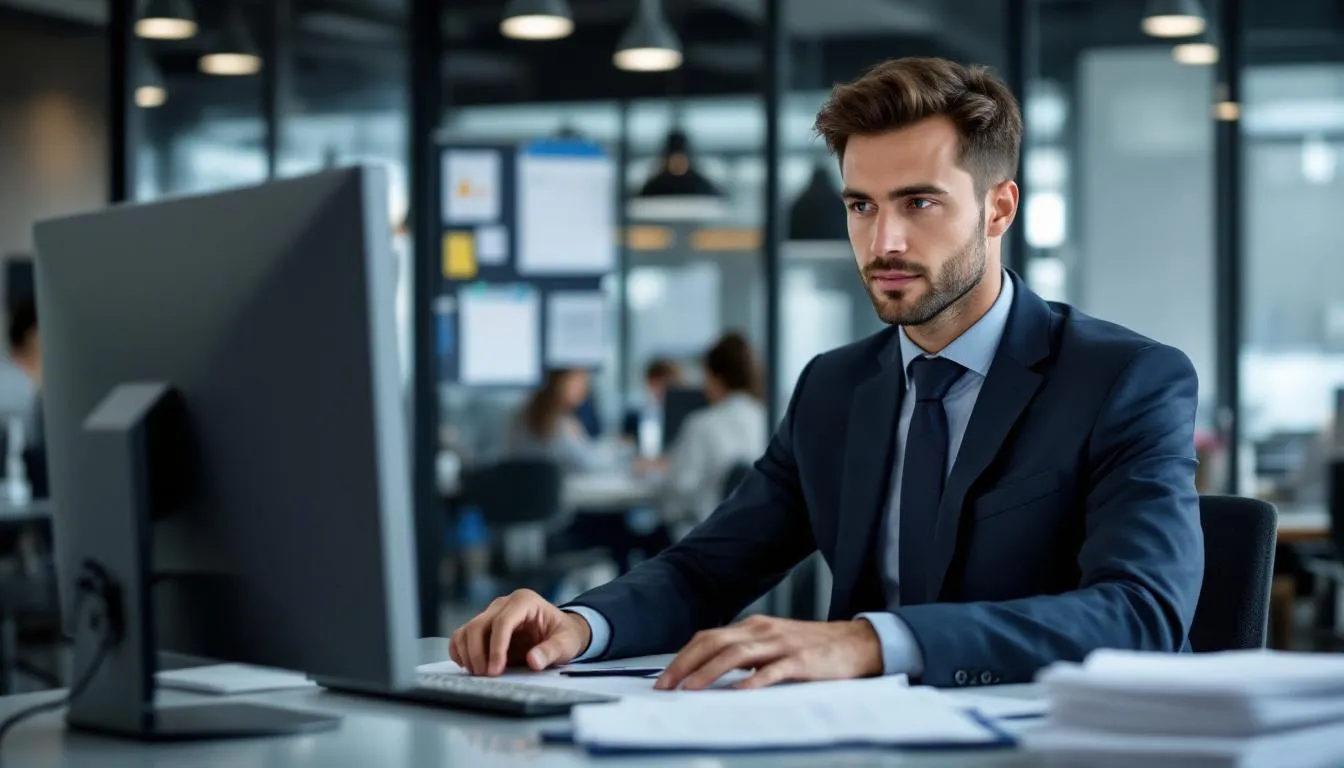 Arbeitsmarkt:: In der Abbildung wird ein Arbeitgeber gezeigt, der den Anspruch auf Kurzarbeitergeld für seine Arbeitnehmerinnen und Arbeitnehmer prüft, um die Höhe des Kurzarbeitergeldes bei erheblichem Arbeitsausfall mit Entgeltausfall zu klären. Die Szene spiegelt die Herausforderungen des Arbeitsmarktes während Krisenzeiten wider, wie der Corona-Krise, und verdeutlicht die Rolle der zuständigen Agentur für Arbeit in diesem Prozess.