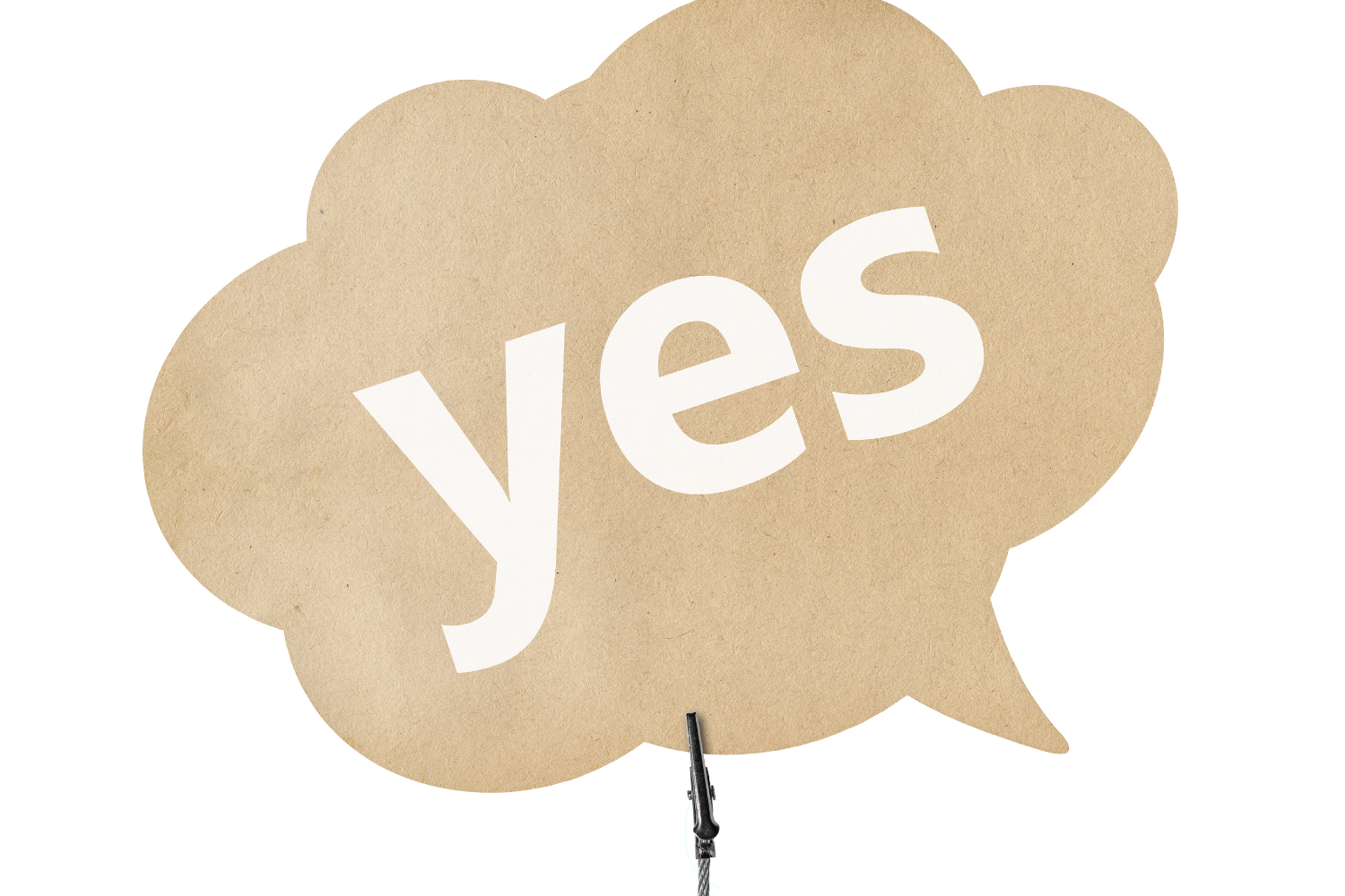 A "yes" speech bubble.