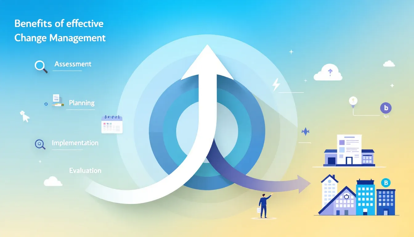 A graphic showcasing the benefits of effective change management.