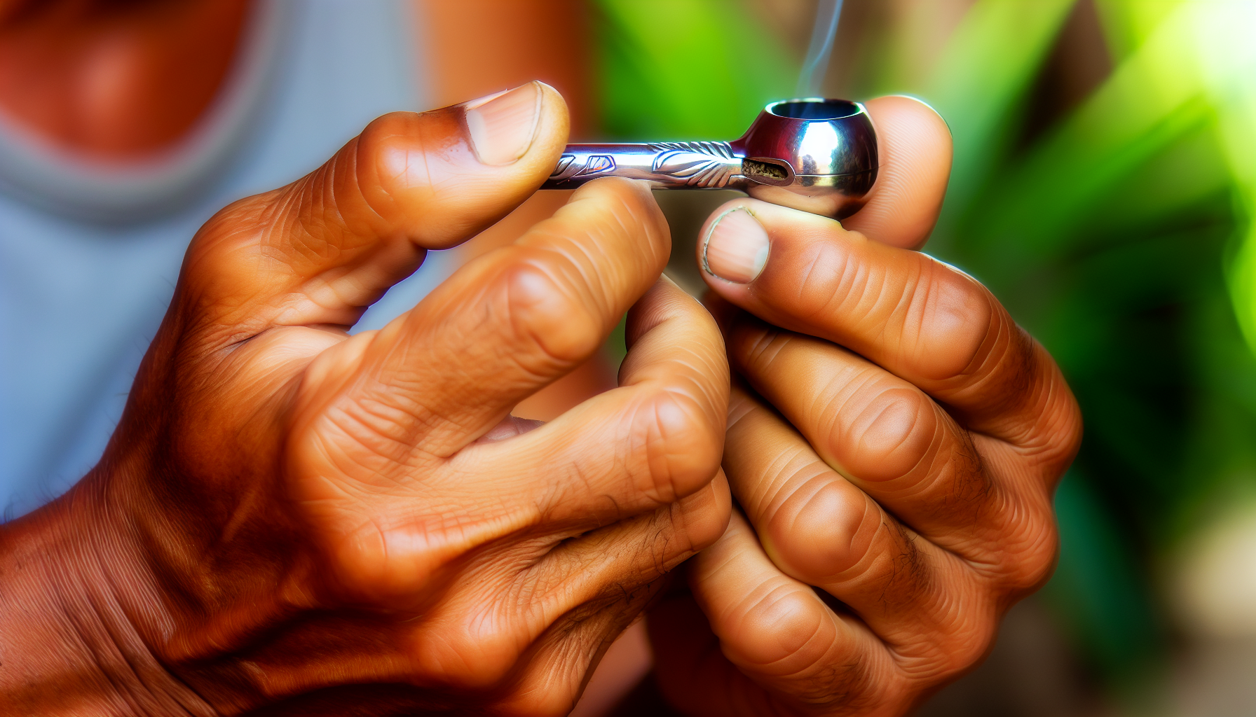 A hand holding a joint with a joint holder