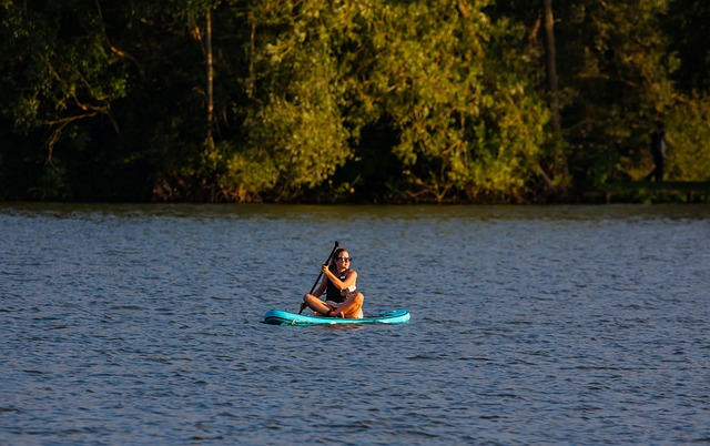 paddle board, woman on paddle board, woman on lake