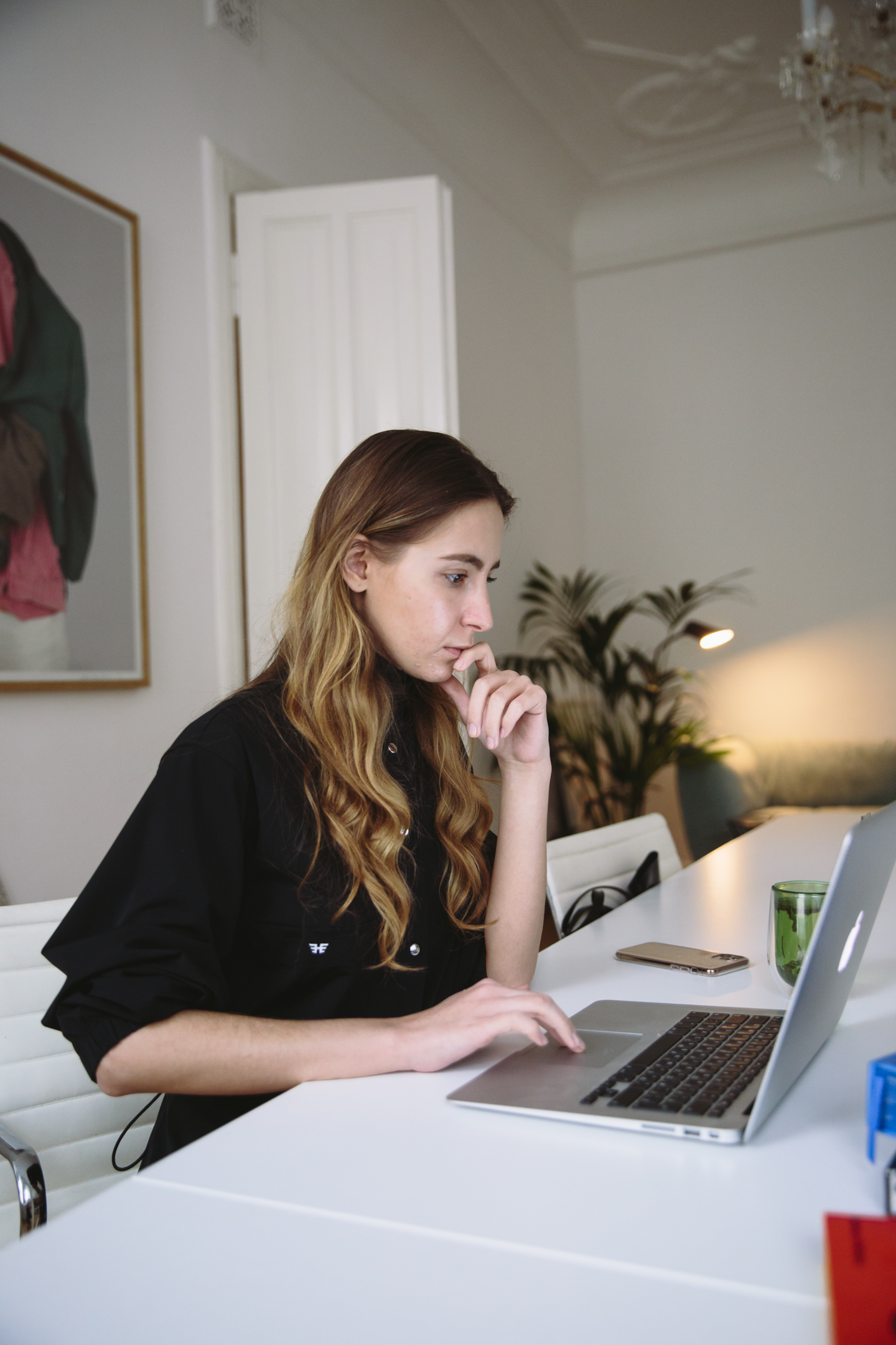 Woman Studying at Laptop
