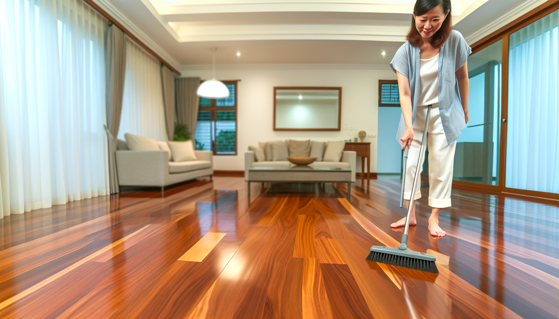 Low-maintenance advantage: easy cleaning of hardwood floors