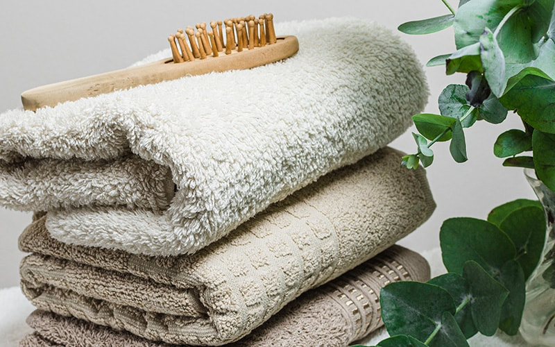 Stack of soft and fluffy bamboo towels