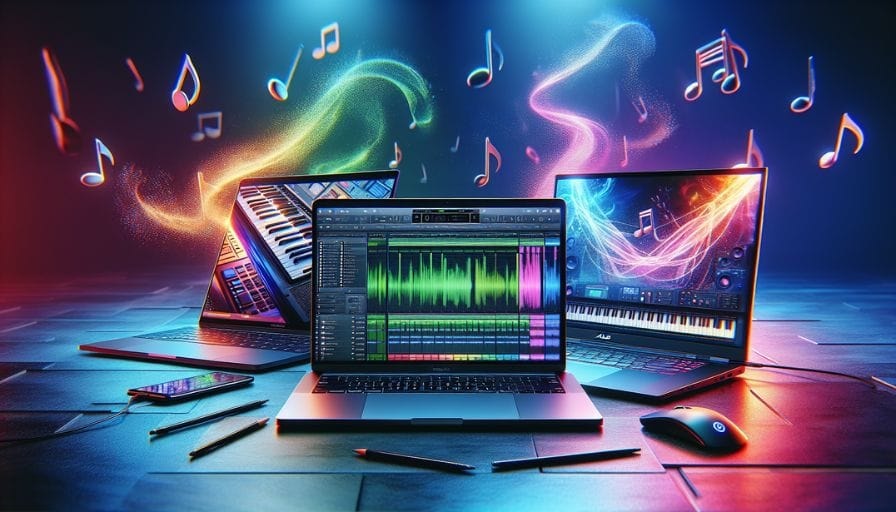 Illustration of best laptops for music production