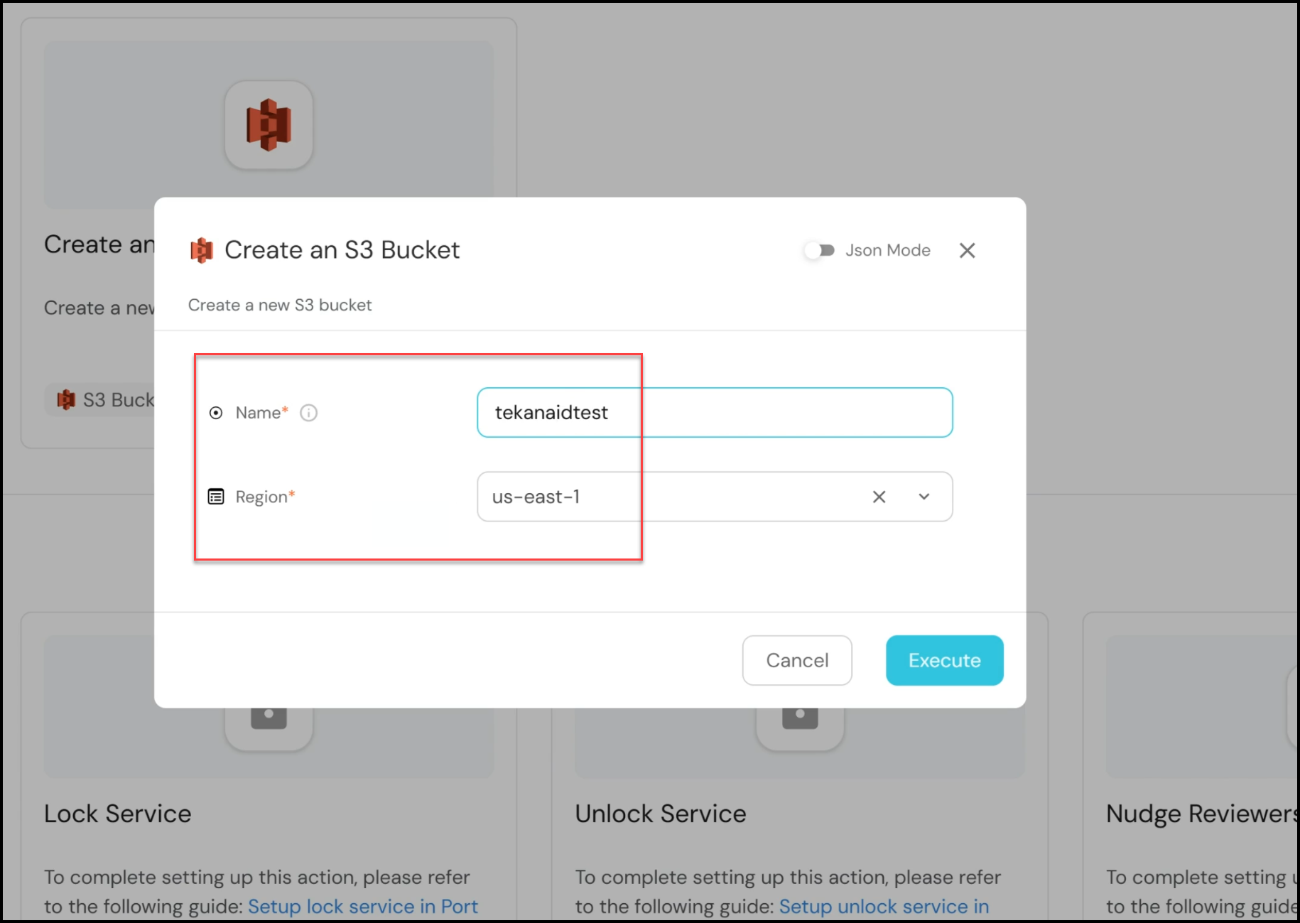 Create an S3 Bucket with Port