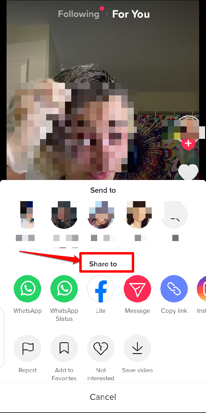 How to share a video to another social media platform on TikTok