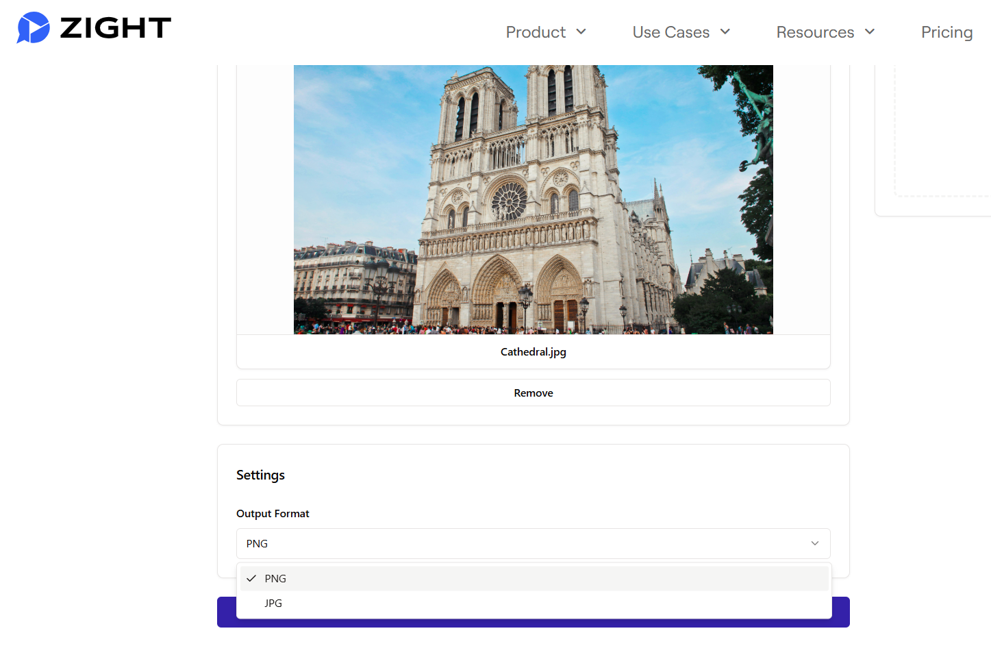 Set your output image format