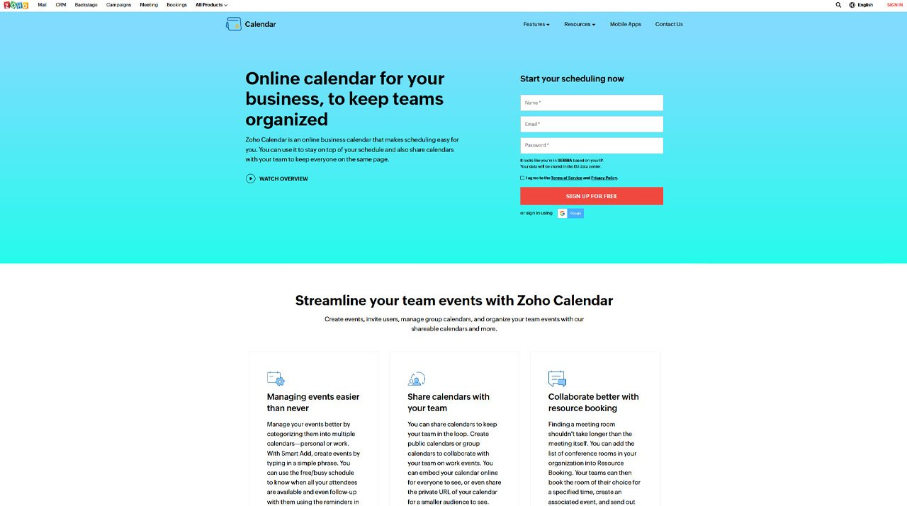 Zoho Calendar