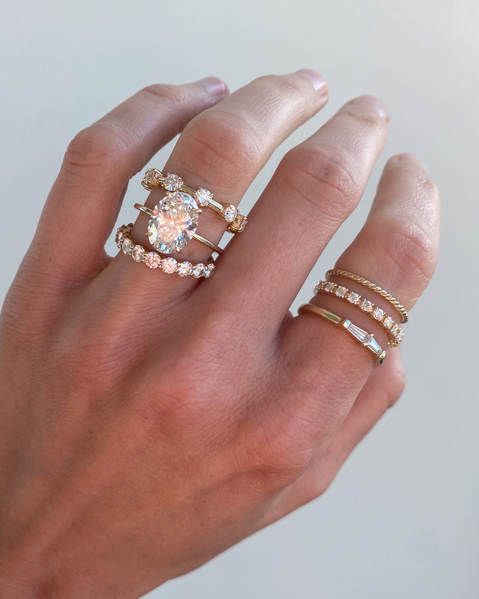 Emerald Cut Diamond Wedding Two Ring Set, Vintage Cluster Diamond Ring,  Unique Engagement Ring, Two Bridal Rose Gold Wedding Set, Spark -   Canada