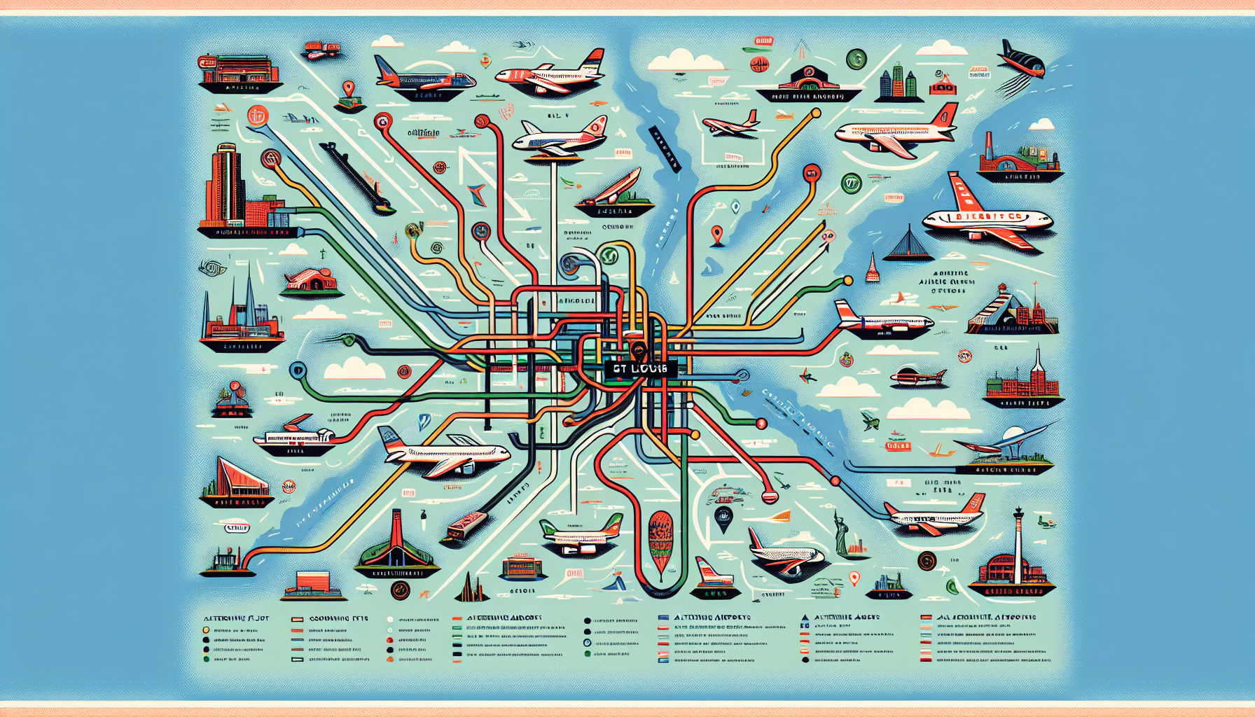 An illustration of alternative airports near St. Louis and Chicago.