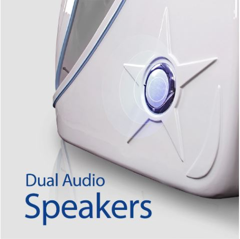 An image showing dual audio speakers in your at home sauna designed to emit relaxing sounds