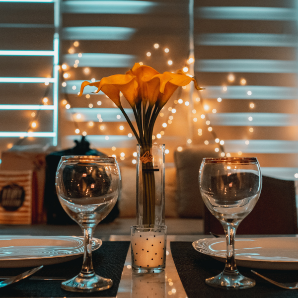 Table set for a romantic date.