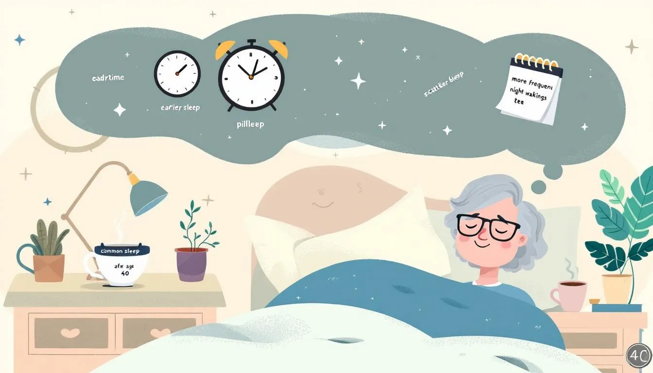 An illustration depicting how aging affects sleep quality and patterns.