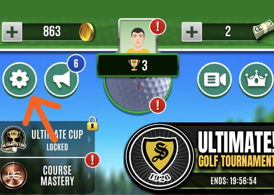 Ultimate Golf!™ settings button