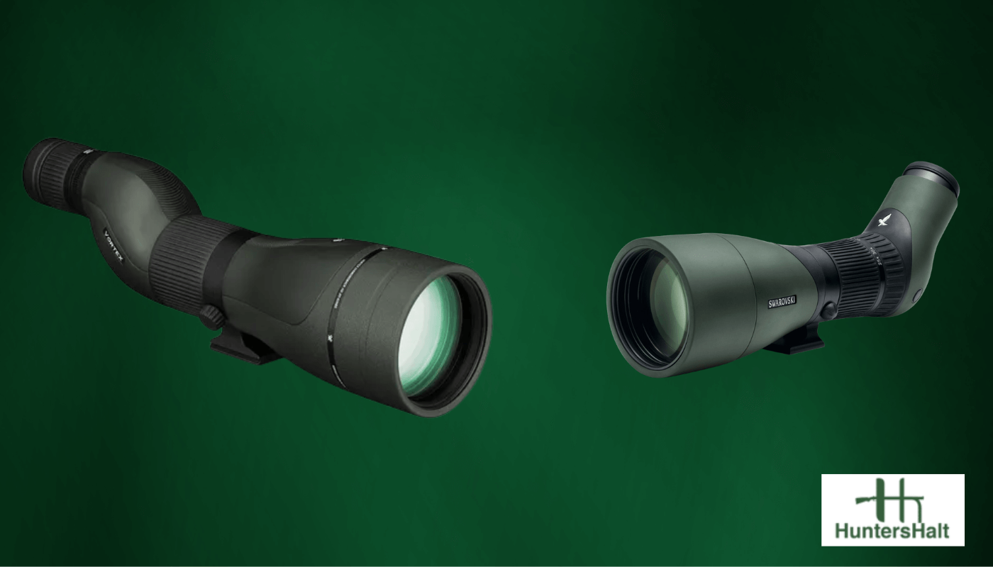picture of different spotting scopes with a green background