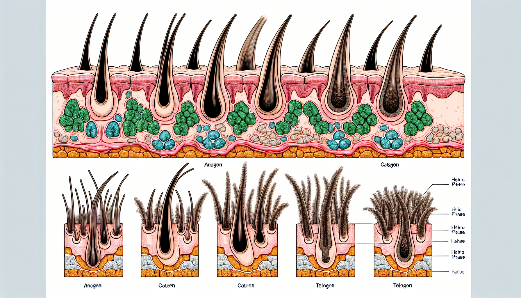 Illustration of hair growth cycle