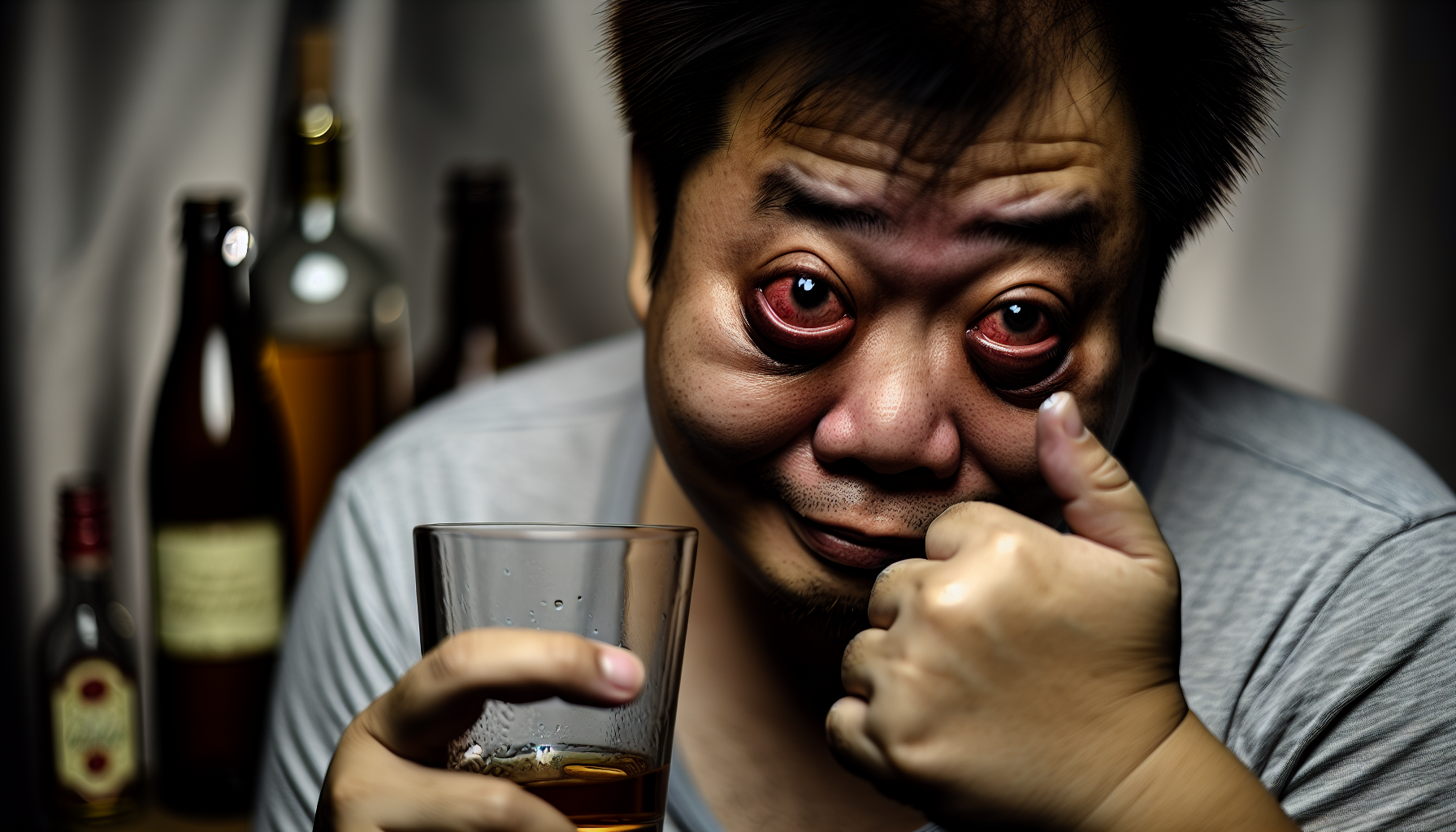 Photo of a person displaying signs of heavy drinking