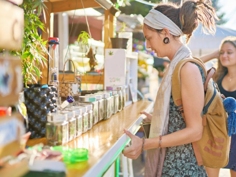 woman browsing cannabis options