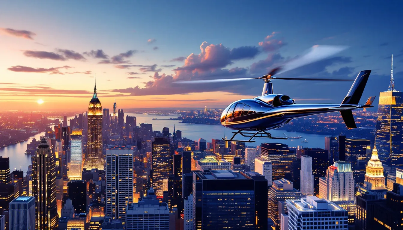 Luxury helicopter tours in NYC, highlighting premium experiences.