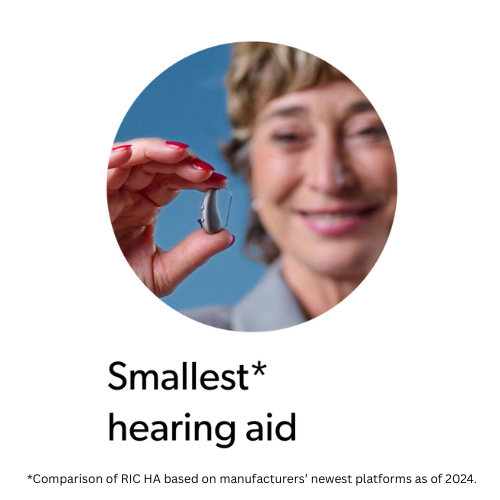 Signia BCT IX hearing aid, the world's smallest Bluetooth Classic hearing aid with direct streaming from iPhone, Android smartphones, laptops and other Bluetooth-enabled devices