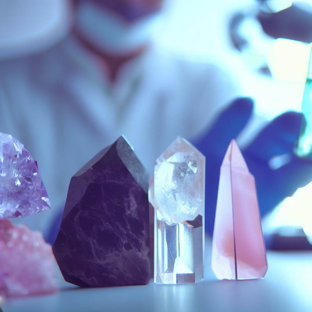 scientist with crystals